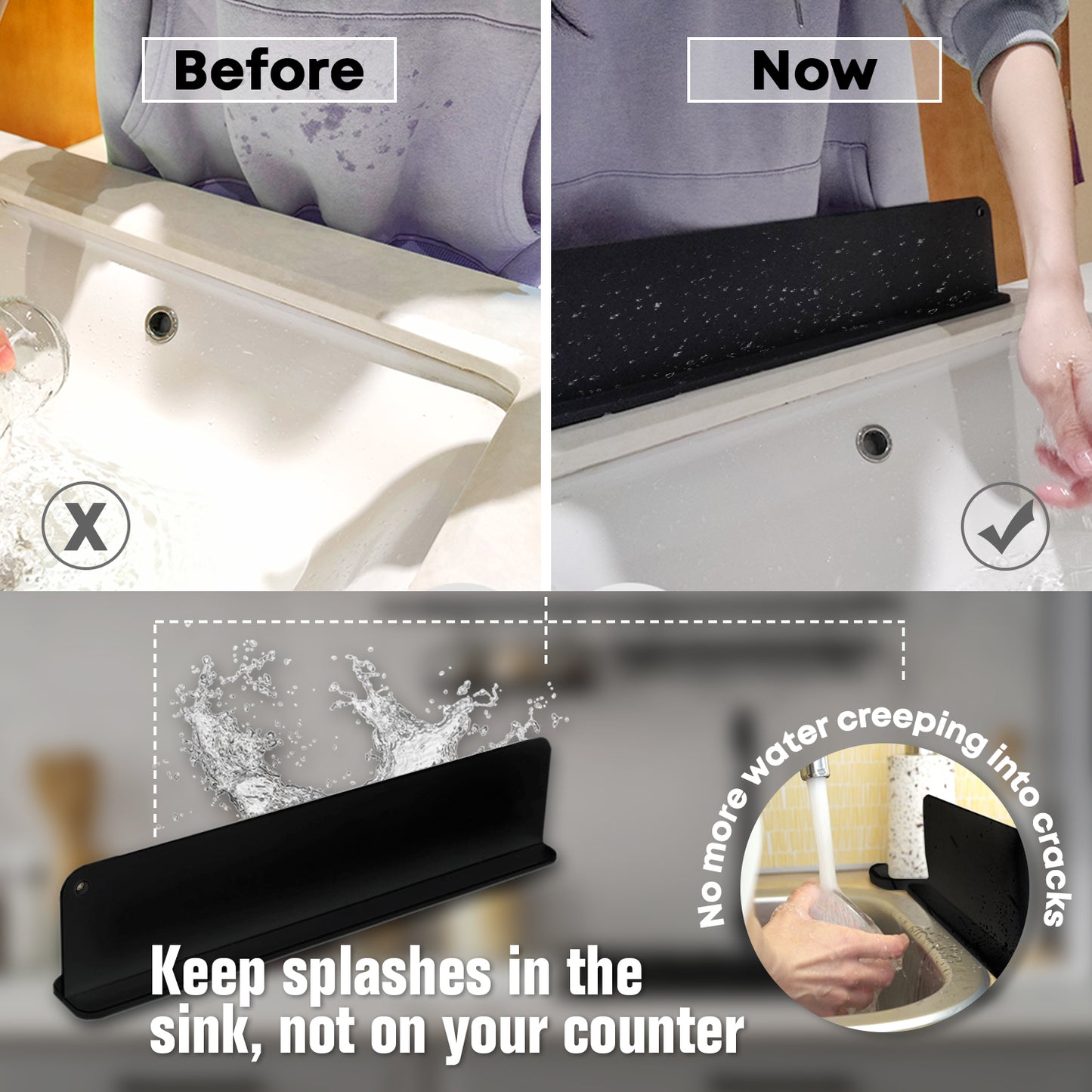 Silicone Sink Splash Guard + Soap Tray