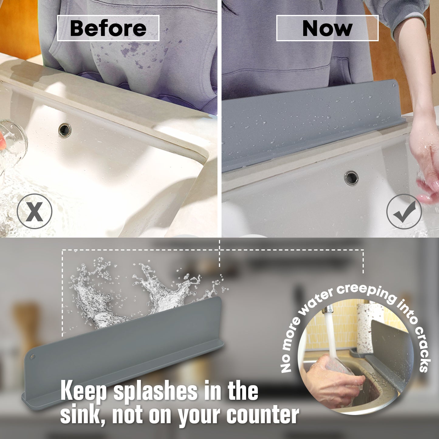 Silicone Sink Splash Guard + Soap Tray (View on Amazon)