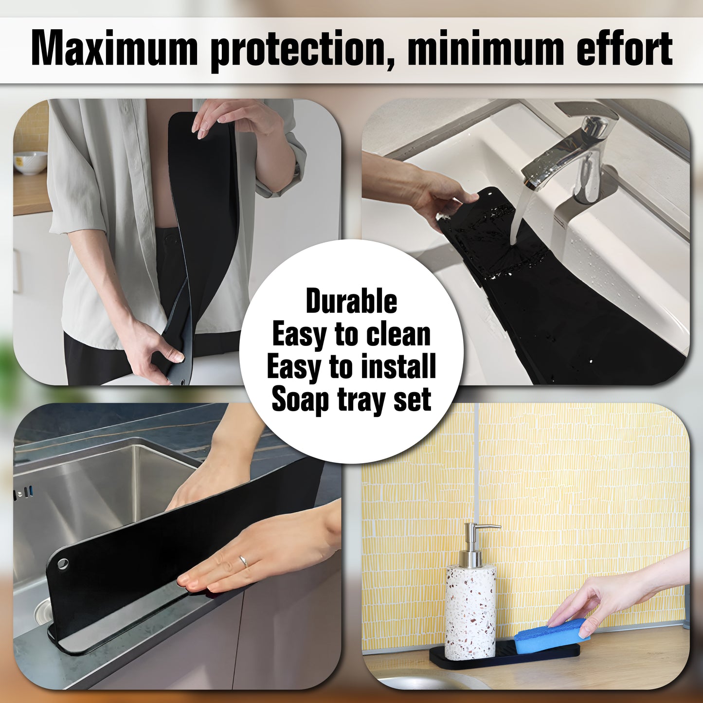 Silicone Sink Splash Guard + Soap Tray